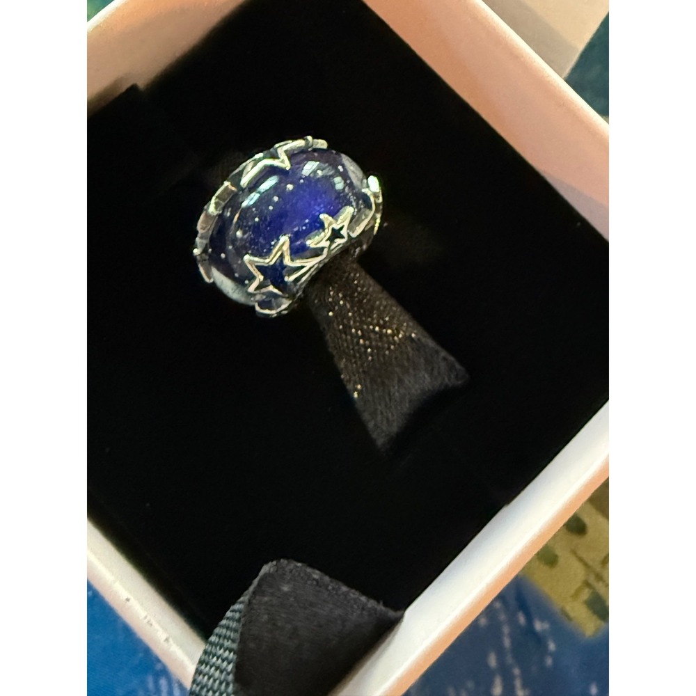 Disney Parks 2025 Stars Murano Glass Pandora Charm Blue Silver NEW